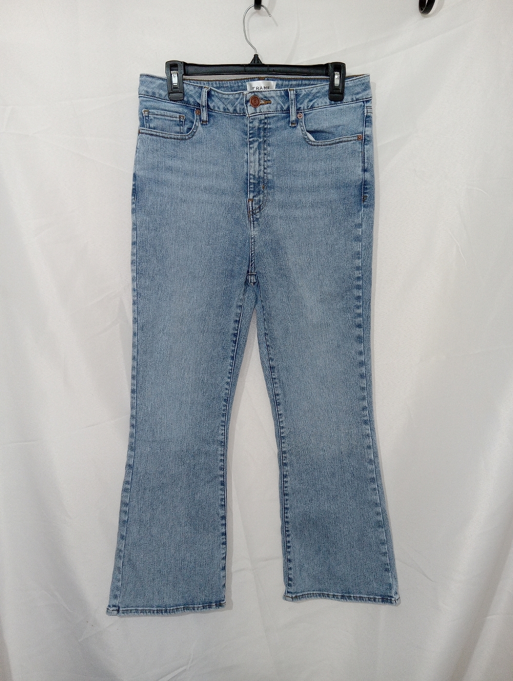FRAME Le Crop Mini Boot Jeans Women’s 30 Igloo Wash Light Blue Cropped Flare - Picture 3 of 13